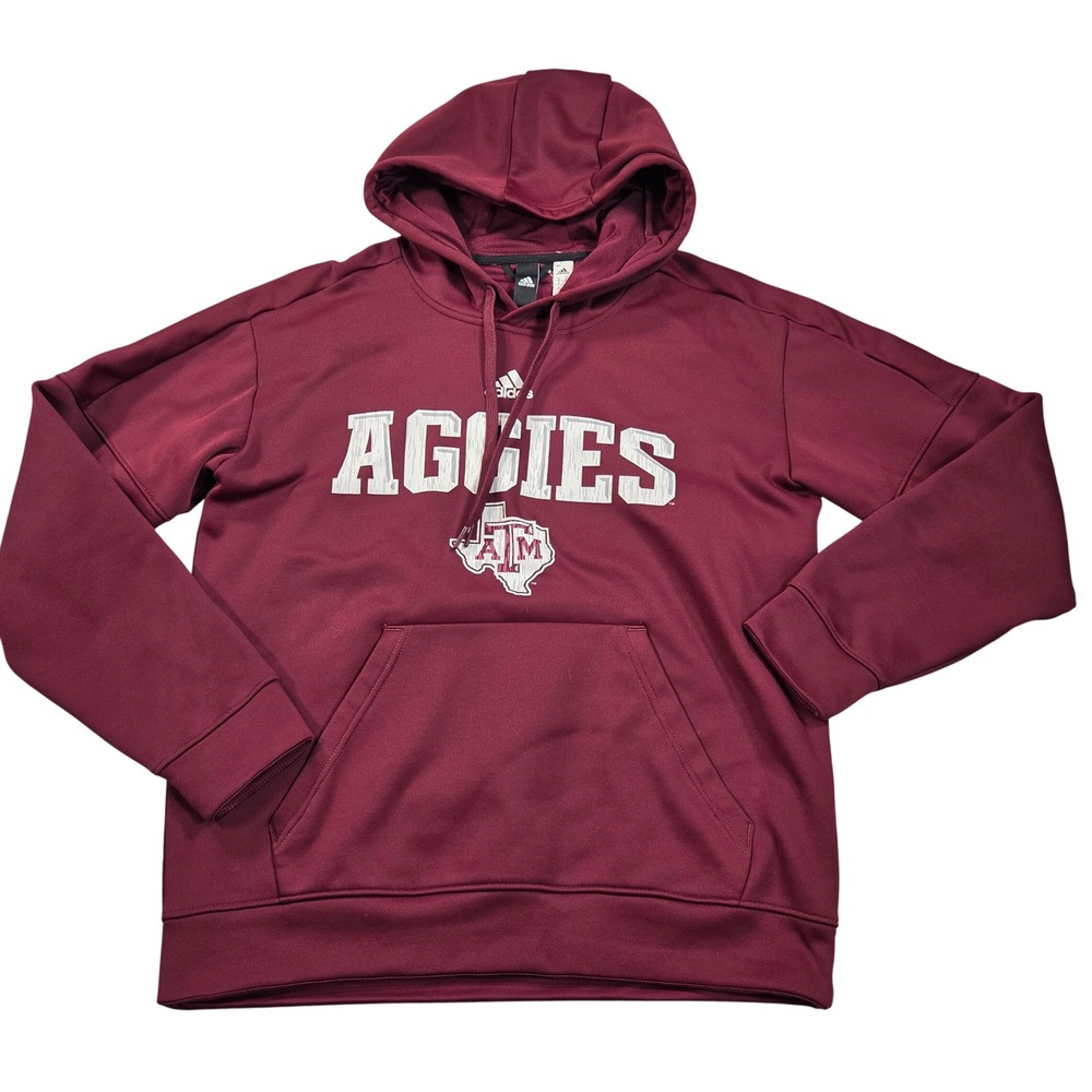 Texas A&M Aggies Hoodie Mens Medium Maroon Adidas Climawarm Sweatshirt NCAA